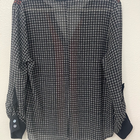 Sanctuary Tribal Border Print Cafe Long Sleeve Roll Tab Blouse Size L - Picture 6 of 10